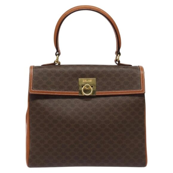 CELINE Macadam Canvas Hand Bag PVC Brown Gold Auth - Picture 7 of 16